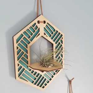 Handcrafted Wooden Hanging Air Plant Holder - Modern Home Decor by Zento Store- Customized