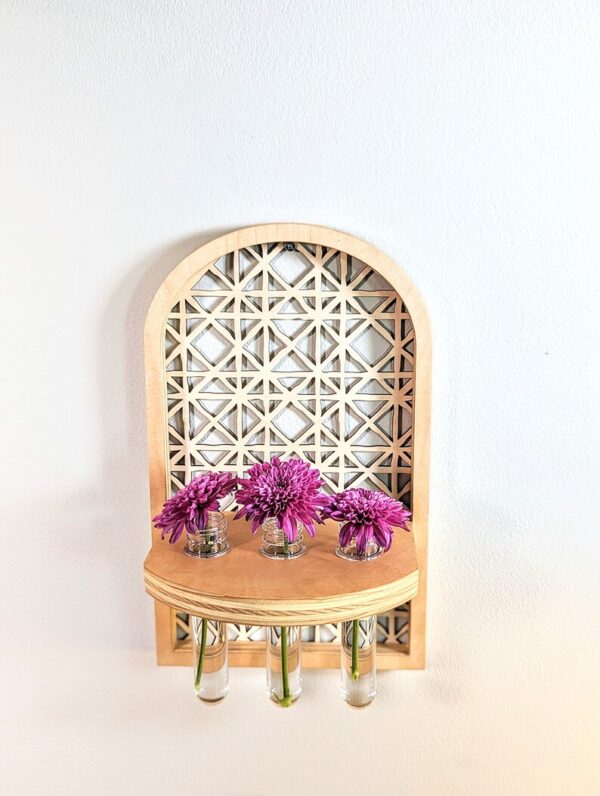 Handmade Boho Rattan Plant Wall Shelf Propagation Station