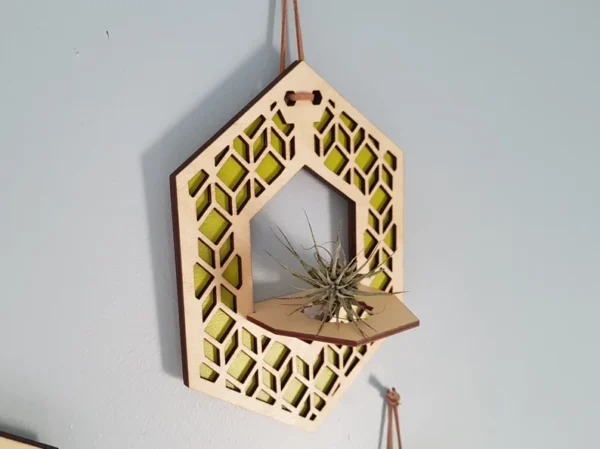 Handcrafted Wooden Hanging Air Plant Holder - Modern Home Decor by Zento Store- Customized