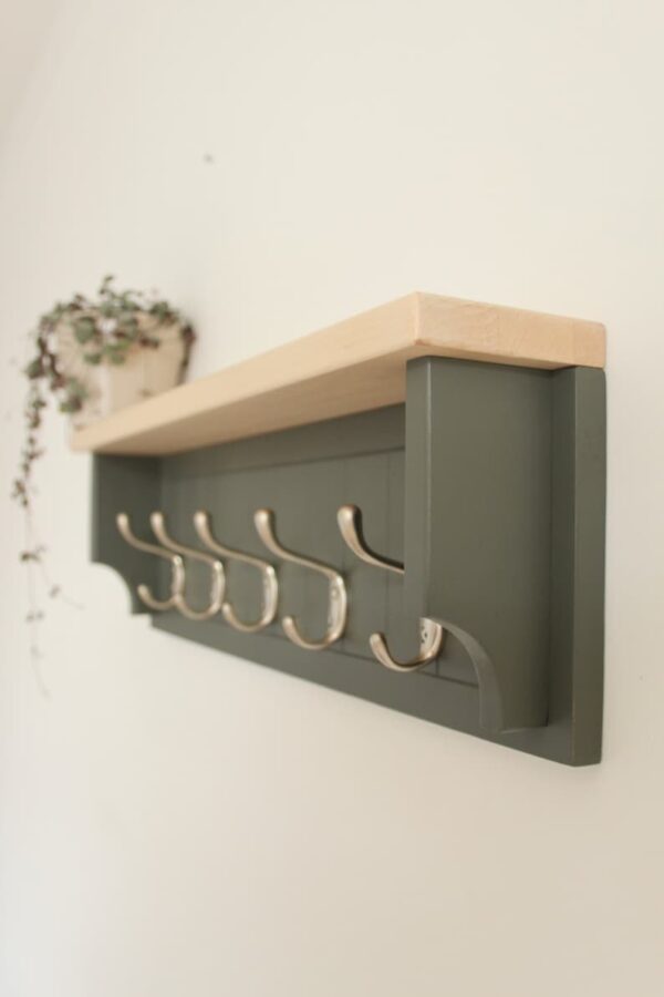 Green gray towel rack, hat rack, farmhouse coat rack