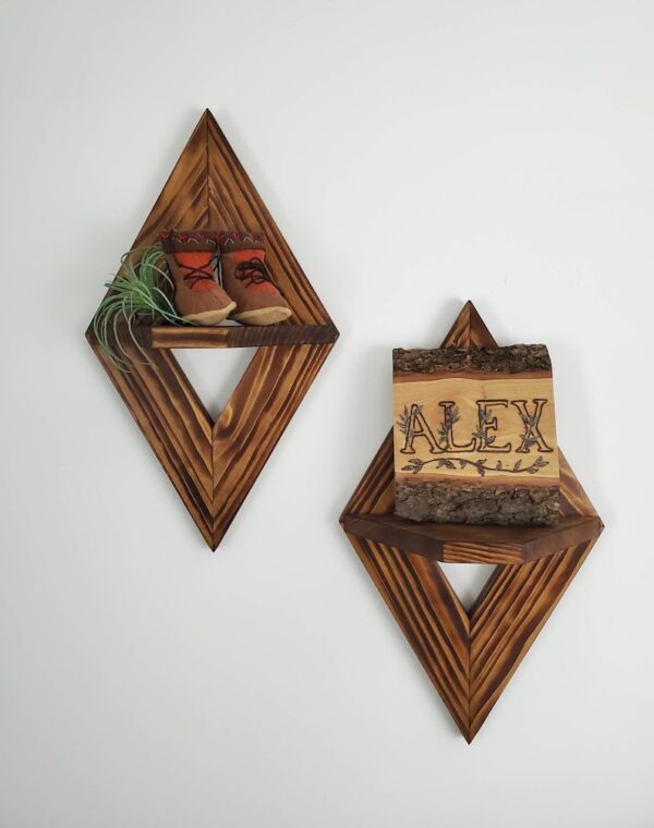 Geometric Wood Wall Art, Geometric Wall Sconce (Set of 2), Geometric Shelf, Small Wall Decor, Small Wooden Shelves, Geometric Wall Decor