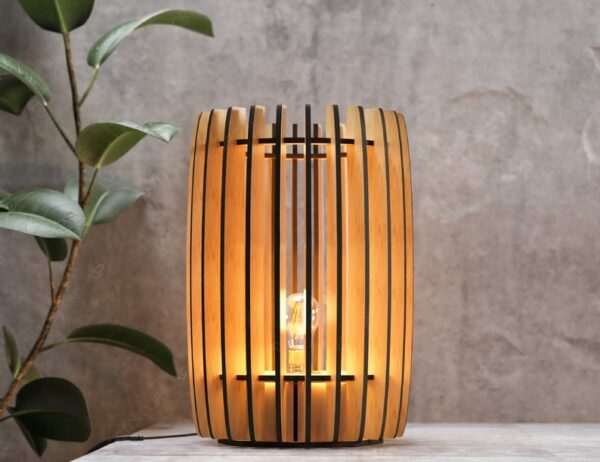Modern Cylinder Table Wooden Lamp