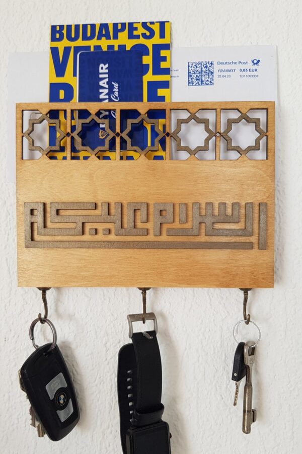 Vintage Wooden Key/Letter/Flyer Holder with Hooks by Zento Store
