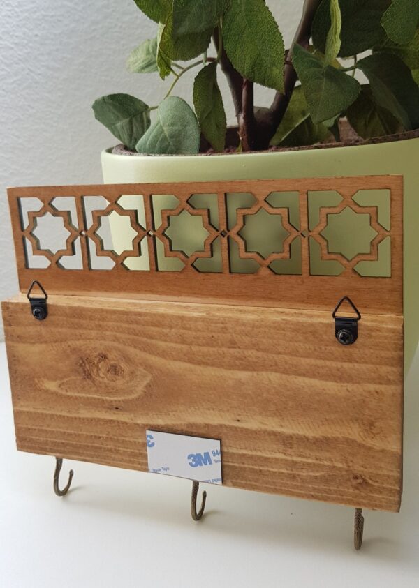 Vintage Wooden Key/Letter/Flyer Holder with Hooks by Zento Store