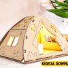 Wooden Tent Shape Night Light Lamp