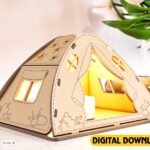 Wooden Tent Shape Night Light Lamp