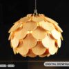 Scandinavian Pine Cone Hanging wooden chandelier lamp shade Pendant light