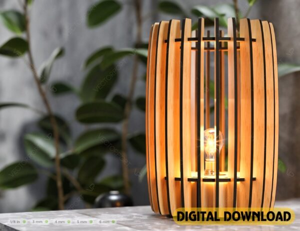 Modern Cylinder Table Wooden Lamp