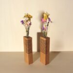 Wooden Flower vase with a test tube