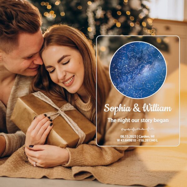 Custom Star Map Night Light - Personalized First Date Map Night Light - Anniversary Gift