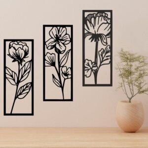 3-Piece Flowers Wooden Wall Art Set