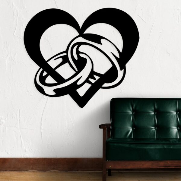 Wedding Rings, Heart, and Couple Wooden Wall Art Decor