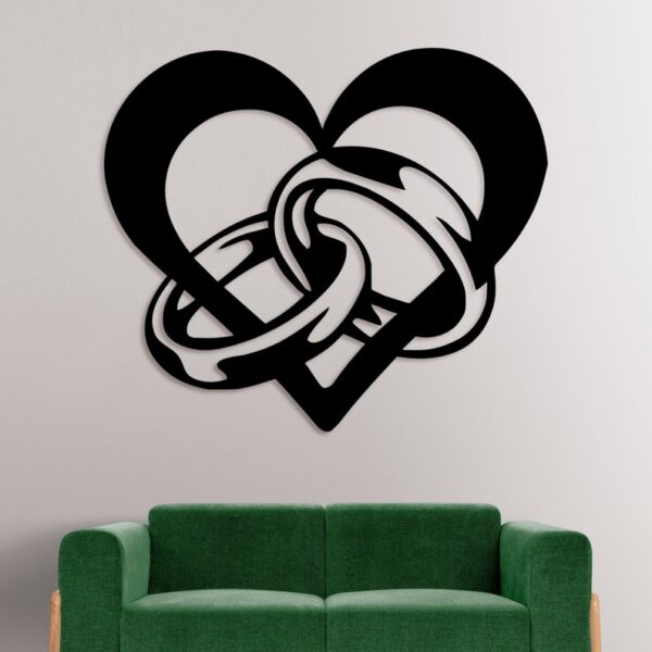 Wedding Rings, Heart, and Couple Wooden Wall Art Decor