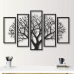 Five Panel Tree, Metal Tree Decor, Unique Design, Wall Hanging, Tree 5 Parts, Livingroom Decor, Metal Wall Decor, Wall Art 5 Pieces