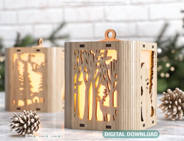 Christmas Candle Holder New Year Lamp Night Light Deer Lantern Decoration by Zento Store