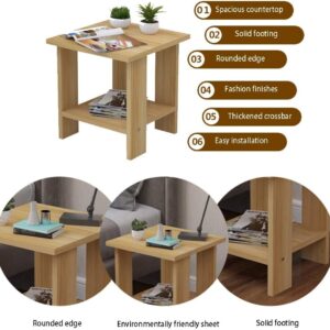 2. Small Coffee Table Side Table, Solid Wood Double Layer Storage Small Apartment Mini Telephone Table for Living Room Bedroom