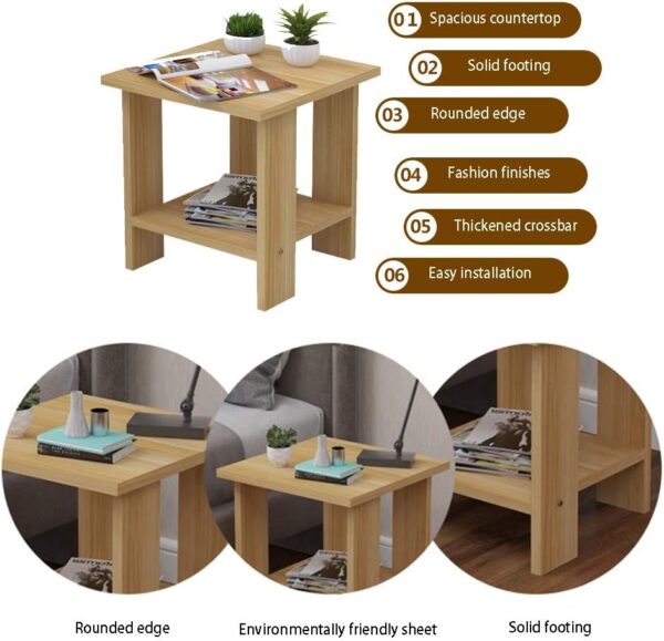 Coffee Table, Double Layer Side Table for Living Room