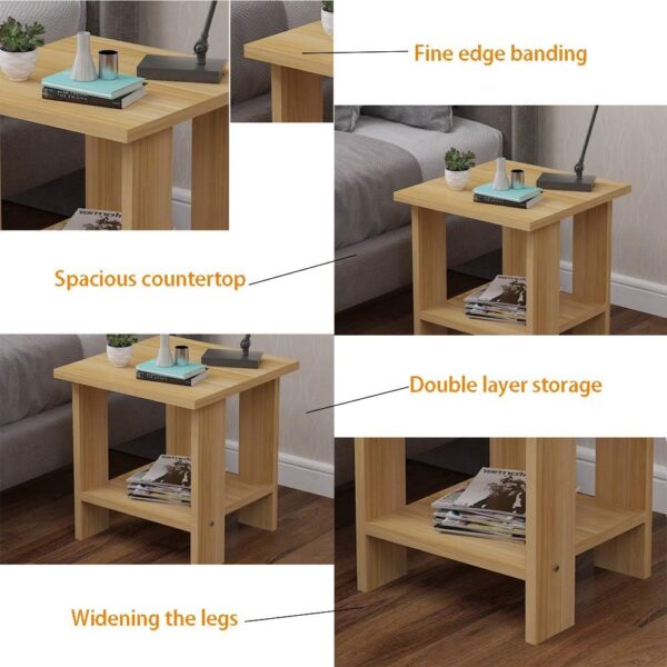 Coffee Table, Double Layer Side Table for Living Room