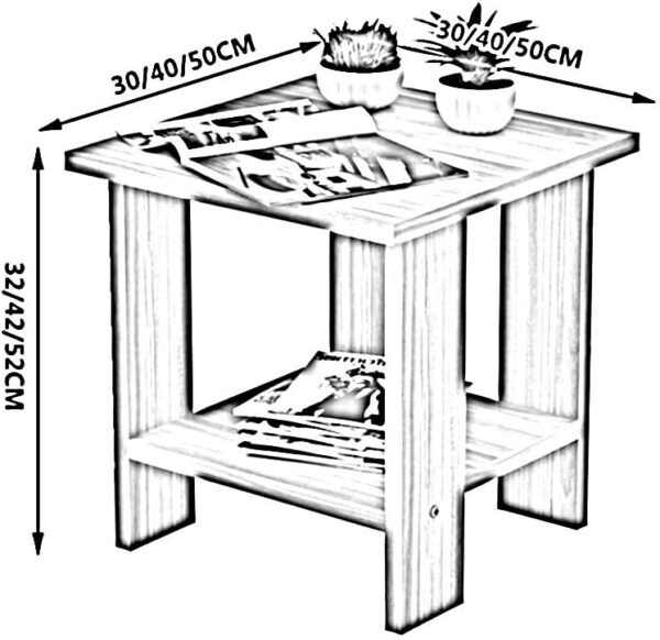 Coffee Table, Double Layer Side Table for Living Room