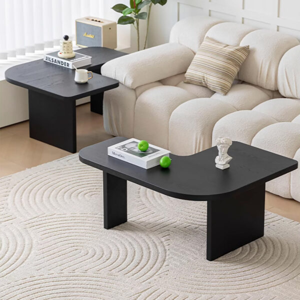 Wood Coffee Table Set of 2 – Mid-Century Modern Square Tables, Adjustable Shape for Living Room