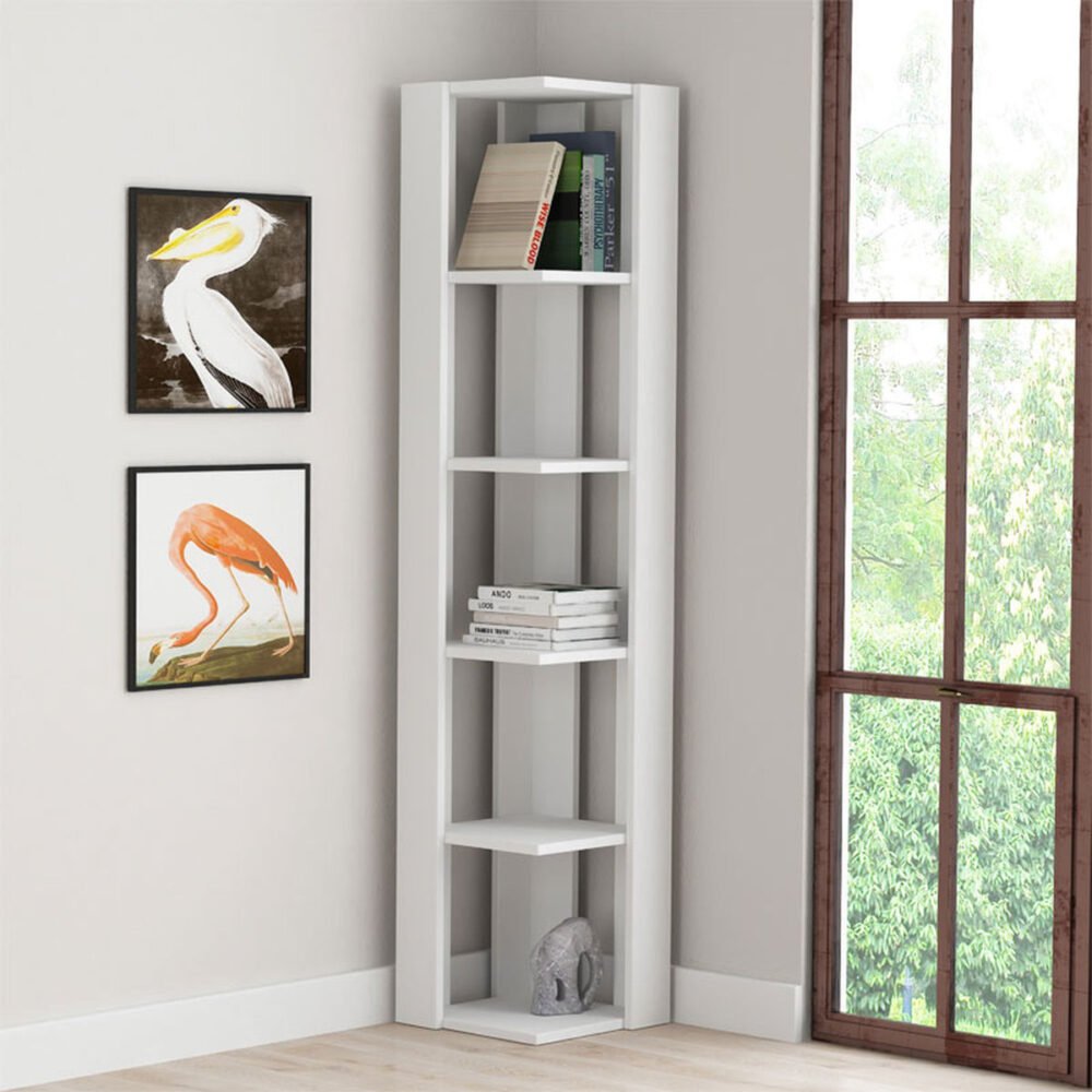 Zento+Modern+Corner+Bookcase+5+Tiers+-+34+x+34+x+161+cm+-+Space-Saving+Design-BF-630-White (1) Zento+Modern+Corner+Bookcase+5+Tiers+-+34+x+34+x+161+cm+-+Space-Saving+Design-BF-630-White (1)