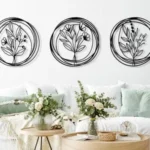 Set of 3 Poppy Flowers Metal Wall Art, Livingroom Flower Wall Decor, Above Bed Decor, Unique Home Decor, Large Flower Wall Art, Home Gift
