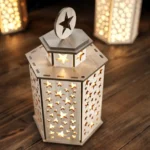 Wooden Decorative Lantern Night Light with Star Cut Design