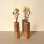 Wooden Flower vase with a test tube