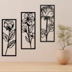 3-Piece Flowers Wooden Wall Art Set
