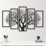 Five Panel Tree, Metal Tree Decor, Unique Design, Wall Hanging, Tree 5 Parts, Livingroom Decor, Metal Wall Decor, Wall Art 5 Pieces